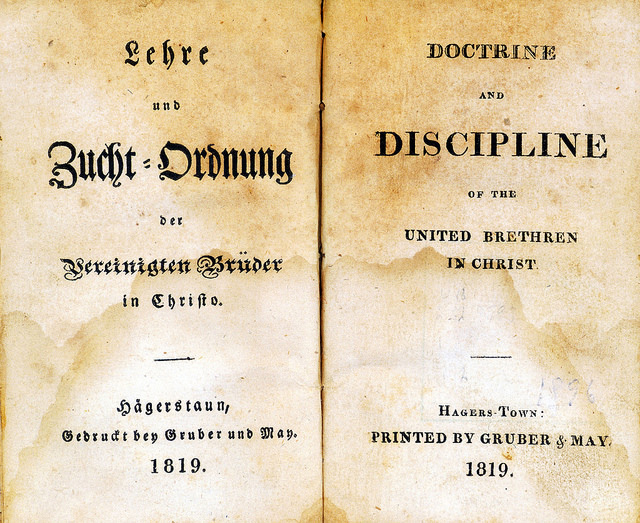 Discipline of the United Brethren in Christ was published in both German and English. 