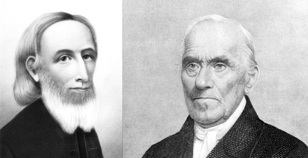 Martin Boehm (left) co-founded the Church of the United Brethren in Christ, a predecessor denomination of The United Methodist Church. His son Henry (right) was a Methodist preacher who traveled with Bishop Francis Asbury. Photos courtesy United Methodist Archives and History.