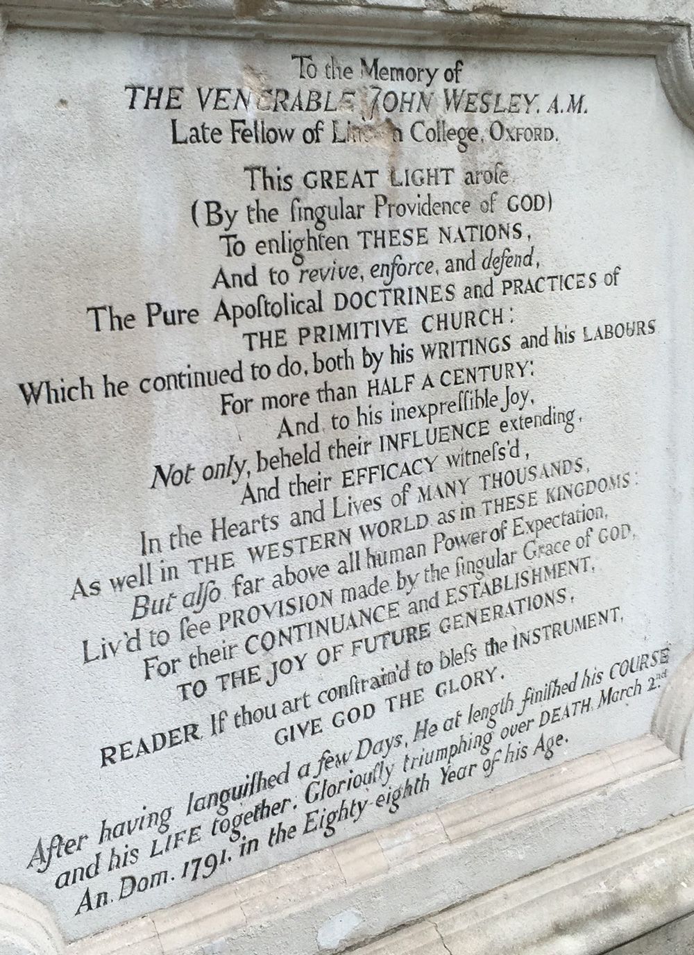 John Wesley's epitaph.