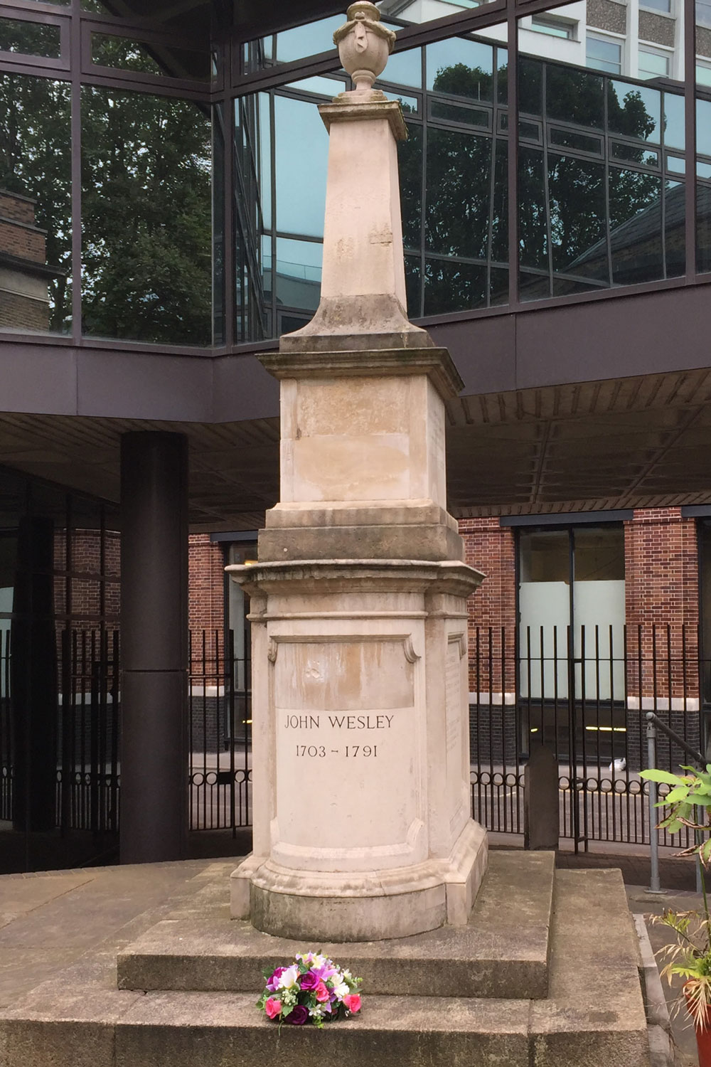 The tomb of John Wesley is on the campus of Wesley's Chapel, City Road, London.