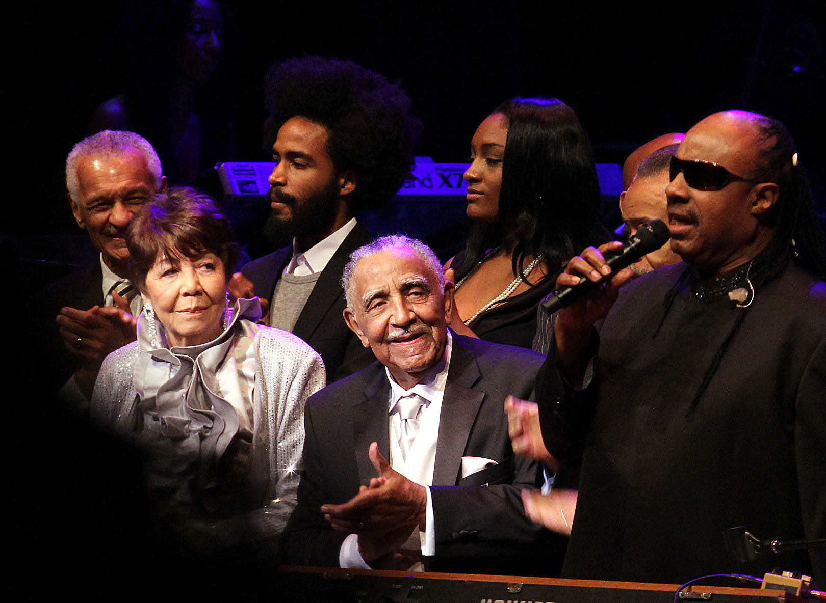 Rev. Dr. Joseph E. Lowery's Ninety Years Birthday Celebration at the Atlanta Symphony Hall, October 9, 2011 included a birthday song by Stevie Wonder. Next to Rev. Lowery is his wife of 60 years, Evelyn Lowery. Photo by Kathleen Barry, United Methodist Communications. Rev. Dr. Joseph E. Lowery's Ninety Years Birthday Celebration at the Atlanta Symphony Hall, October 9, 2011 included a birthday song by Stevie Wonder. Next to Rev. Lowery is his wife of 60 years, Evelyn Lowery. Photo by Kathleen Barry, United Methodist Communications.