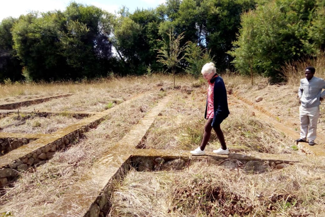Kay Oursler (left) and a friend (right) surveys the land where Sawata will be built. Photo courtesy of Kay Oursler. Kay Oursler (left) and a friend (right) surveys the land where Sawata will be built. Photo courtesy of Kay Oursler.