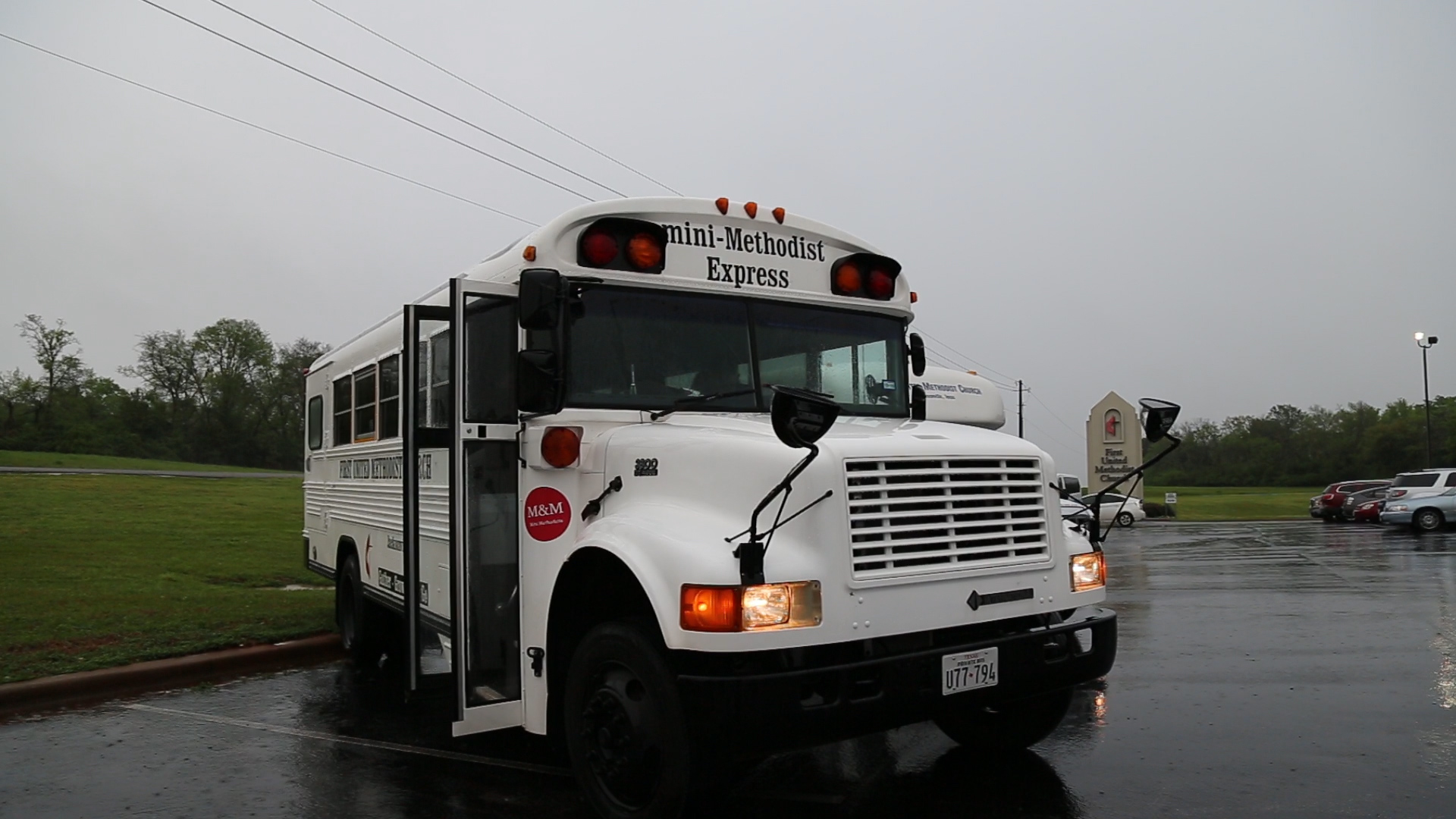The Jacksonville First UMC Mini-Methodist buses are there to transport children, rain or shine. Photo Courtesy: Shannon Martin, Texas Conference of The United Methodist Church. The Jacksonville First UMC Mini-Methodist buses are there to transport children, rain or shine. Photo Courtesy: Shannon Martin, Texas Conference of The United Methodist Church.