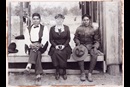 From left, John Golombie, Chickasaw Czarina Colbert Conlan and Choctaw Joseph Oklahombi are pictured at Oklahombi's home near Wright City, Oklahoma in 1921. Oklahombi was the most decorated World War I soldier from Oklahoma. Photo by Hopkins, courtesy of the Oklahoma Historical Society. 