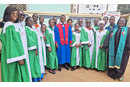 Carlito Alberto (in blue robe) sings with the choir of the Jourdain UMC in Jourdain, Cameroon. (Photo: Courtesy of Carlito Alberto)