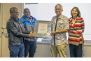Larry and Jane Kies are recognized during a farewell ceremony held at Africa University in June 2024 as the couple retired from their Global Ministries missionary work after serving in Zimbabwe for three decades. Photo courtesy of Africa University Public Affairs Office.