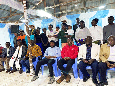 Momodu Syl Josiah (seated, center, in checkered shirt) with members of the United Methodist Nairobi District Churches. (Photo: Courtesy of Momodu Josiah)