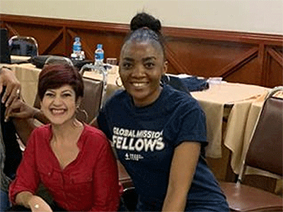 Priscille Hassa Malandji (far right) at a meeting with other faith and nonprofit representatives.