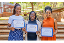 (l-r) Science students Natalie Masvikeni, Olivia Watungwa  and Vimbai Majaha won the top prize at the recent prestigious UbuntuNet Alliance Women’s Hackathon in Dar es Salaam, Tanzania, earning a cash award of US$2,500.